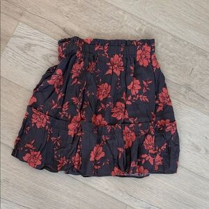 Wishlist Brown and orange coral Floral A-Line Skirt